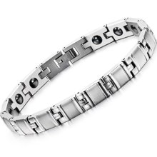 Healthy Magnetic Bracelet Stainless Steel Square Bangle Mens Jewelry Chain 8380