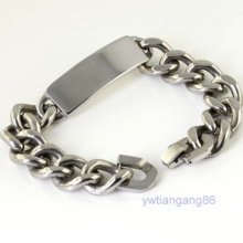 Heavy Silver Stainless Steel Strong Curb Chain Chunky Bold Mens Id Bracelet 8.6