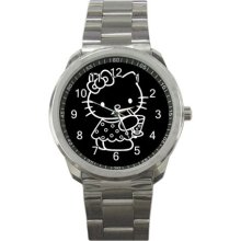 Hello Kitty Sport Metal Watch IwB563 - Metal - Gray - cartoon