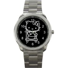 Hello Kitty Sport Metal Watch IwB568 - Metal - Gray - cartoon