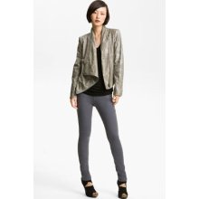 Helmut Lang Distressed Lamb Leather Jacket Assymetrical Gray Size:m $1325