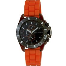 Henley Boy's Quartz Watch With Black Dial Analogue Display And Orange Silicone Strap Hy008.8Or