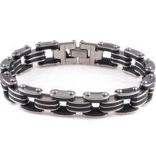 High Qualtity 5pcs Mens Stainless Steel Rubber Bracelet Cuff Bangle Chain Link