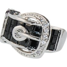 Hot Black & Clear Pave & Princess Cut Cubic Zirconia Belt Ring