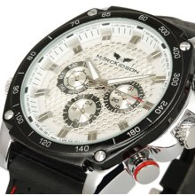 Hot Men Gift Sport Cuff Mechanical Watch White Luxury 3 Dial Automatic Date Day