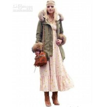 Hotsale Army Green Winter Warm Parkas Coat Fluffy Shearling Adorn Un