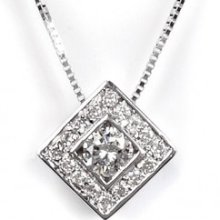 Interesting Women Rhombus Diamond Pendant 14k White Gold Genuine Round Cut 0.3ct