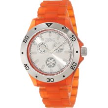 Invicta 1665 Men's Silver Tone Dial Red Frosted Plastic Anatomic Bracelet Watch