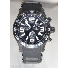 Invicta Men's 12144 Specialty Chronograph Black Rubber Strap Watch Black Dial