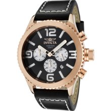 Invicta Mens 1429 Ii Collection Chronograph Black Dial Leather Watch