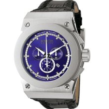 Invicta Men's Akula Chronograph Blue Dial Black Leather ...