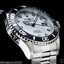 Invicta Mens Pro Diver Automatic Stainless Steel White Dial Bracelet Watch 1002