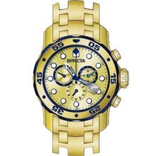 Invicta Mens Pro Diver Scuba Swiss Chronograph 18k Gold Plated Bracelet Watch