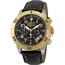 Invicta Signature Ii Chronograph Leather Mens Watch | Blue/gold/silver/black