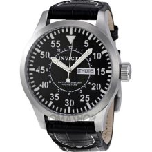 Invicta Specialty Outdoor Black Stainless Steel Leather Mens Watch