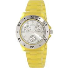 Invicta Womens Anatomic Day & Date Thermo Polymer Case Yellow Plastic Watch