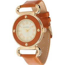 Isaac Mizrahi Live! Vintage Dial Leather Strap Watch - Saddle Brown - One Size