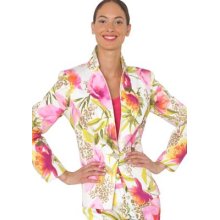 Isaac Mizrahi New York Pink/Multi Stretch Sateen Floral Print Blazer