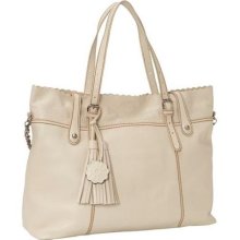 Isabella Fiore Spring Daisy Tassel Tote Stone - Isabella Fiore Designer Handbags