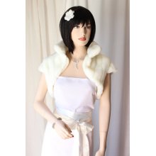 Ivory Faux Fur Shrug Bridal Bolero Crop Jacket