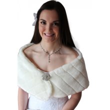 Ivory Faux Pelted Mink Fur Wrap Stole, Shrug