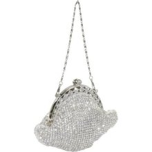 J. Furmani Crystal Embellished Vintage Evening Bag (Silver)