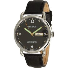 Jack Spade Buckner Black Face Steel Case with Grain Leather Heavy Stitch Strap Watches : One Size