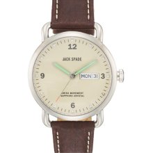 Jack Spade 'Buckner' Leather Strap Watch, 42mm Chocolate/ Cream