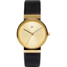 Jacob Jensen Dimension Series Women's Quartz Watch With Beige Dial Analogue Display And Black Leather Strap 855