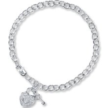 Jared Diamond Heart Bracelet Diamond Accents Sterling Silver- Bracelets