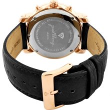 JBW Tazo Chronograph Diamond Calfskin Band Watch Bezel Color: 18K Rose Gold Plated, Dial Color: Black