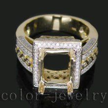 Jewelry Sets Emerald Cut 8x10mm 18kt Yellow Gold 1.08ct Diamond Engagement Semi-Mount Setting Ring