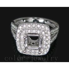 Jewelry Sets Vintage 6.5mm Princess Cut Platinum PT900 Full Cut Diamond Engagement Semi Mount Ring