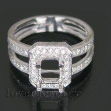 Jewelry Sets Vintage Emerald Cut 6x8mm Platinum PT900 Full Cut 0.68Ct Diamond Engagement Setting Ring