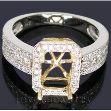 Jewelry Sets Vintage Emerald Cut 7x9mm 14kt Two Tone Gold 1.30ct Princess Diamond Semi-Mount Ring