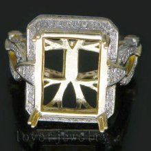 Jewelry Sets Vintage New Emerald Cut 8x10mm 14kt Yellow Gold 1.18ct Diamond Semi-Mount Setting Ring