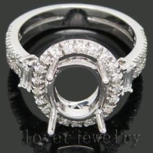 Jewelry Sets Vintage Oval 10x8mm 14kt White Gold 0.58Ct Diamond Engagement Semi mount ring G090795