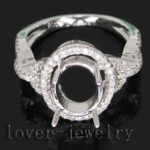 Jewelry Sets Vintage Oval 7x9mm Solid 14Kt White Gold 0.64ct Diamond Engagement Setting Ring