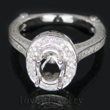 Jewelry Sets Vintage Oval 5x7mm 14kt White Gold 0.68ct Diamond Semi Mount Engagement Setting Ring