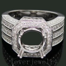 Jewelry Sets Vintage Round 9mm 14kt White Gold 0.88ct Diamond Mount Engagement Setting Wedding Ring