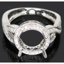 Jewelry Sets Vintage Round Shape 8.5mm 14kt White Gold 0.56ct Diamond Semi Engagement Setting Ring