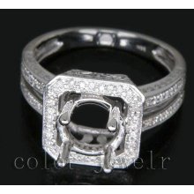 Jewelry Sets Vintage Round 8mm Solid 14k White Gold 0.82Ct Diamond Engagement Setting Semi Ring