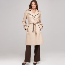 Jones New York Leather Trim Trench Coat