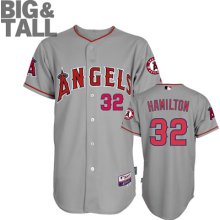 Josh Hamilton Jersey: Big & Tall Road Grey #32 Los Angeles Angels of Anaheim Authentic Cool Base Jersey 60 Majestic