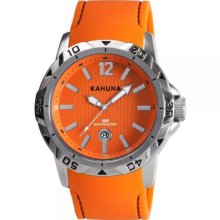 Kahuna Men's Quartz Watch With Orange Dial Analogue Display And Orange Silicone Strap Kus-0065G