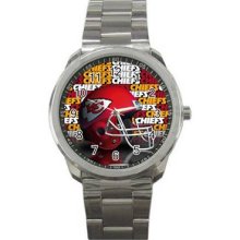 Kansas City Chiefs Unisex Silver-Tone Sports Metal Watch 04