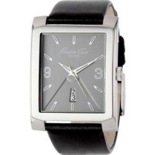 Kenneth Cole Mens Grey Rectangular Dial Black Strap Designer Watch â€“ Kc1754