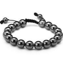 King Ice Urban Mens Adjustable Hematite Mala Power Bead Bracelet