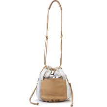 Kooba Sylvie Leather/denim Bucket Tan-grey-blue Bag $245.00 Sale $139.00