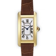 Ladies 18K Yellow Gold Alligator Cartier Tank Americaine (821)